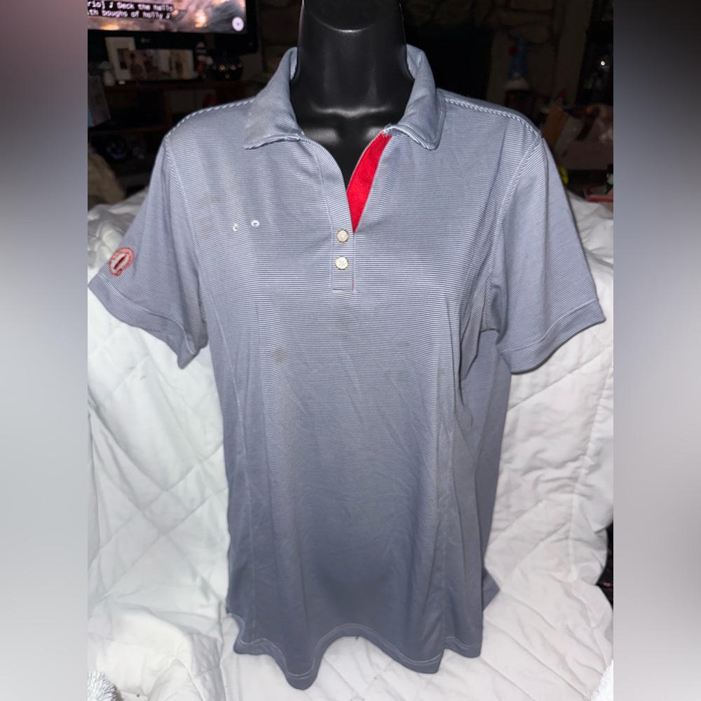 Chick-Fil-A Polo Shirt Women’s Striped Short Sleeve OOBE Team Style Uniform